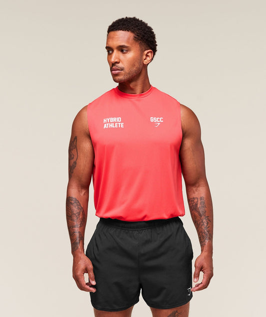 Gymshark Hybrid Athlete Cut Off Tank - Coral Red