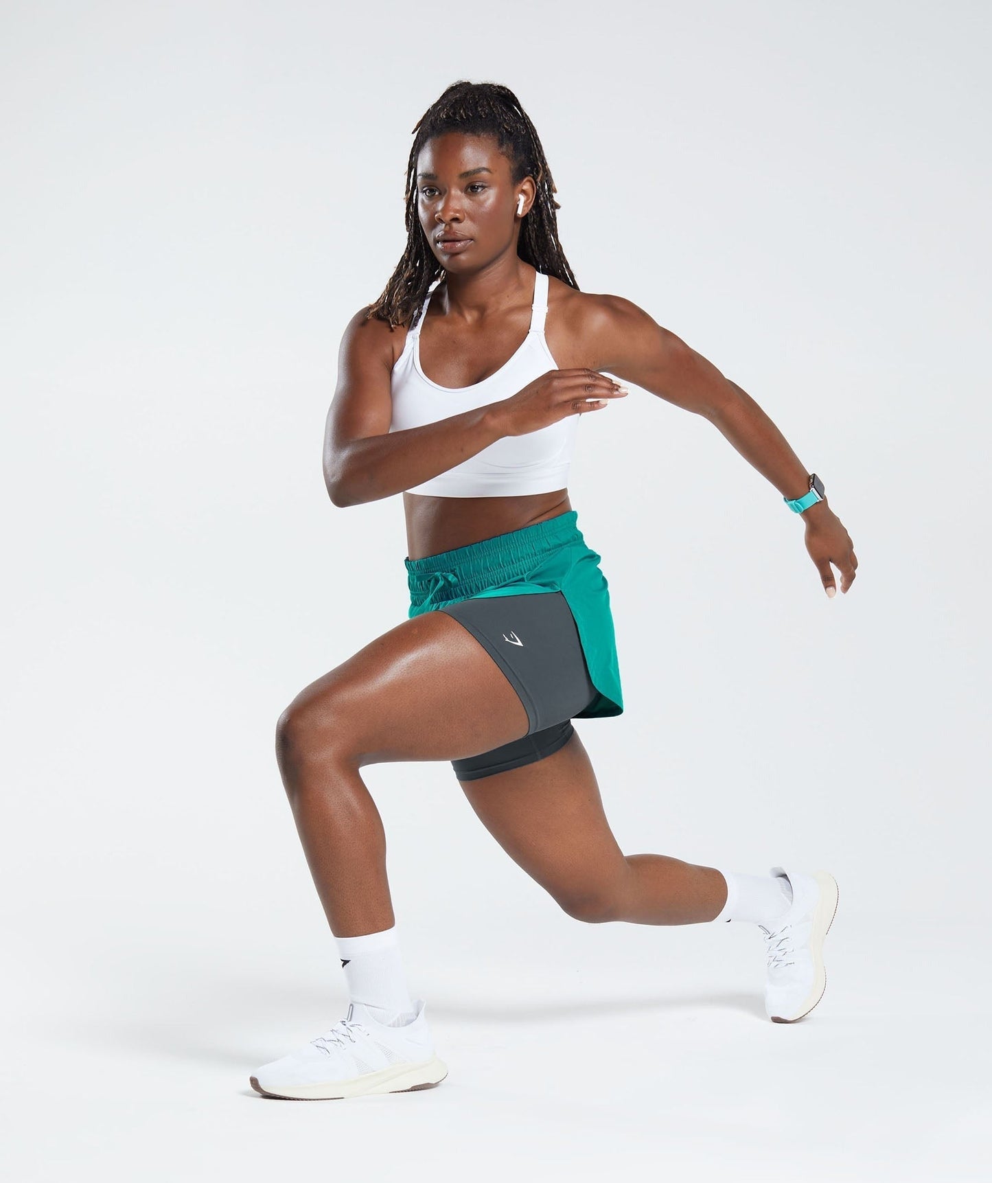 Gymshark RUNNING 2 IN 1 SHORTS - Seafoam Blue/Smokey Teal