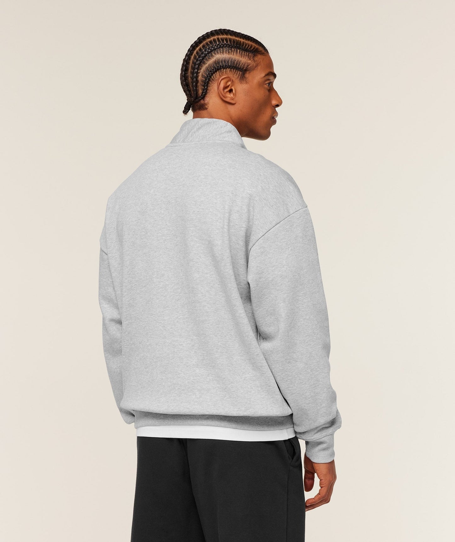 Gymshark Crest Oversized 1/4 Zip - Light Grey Core Marl