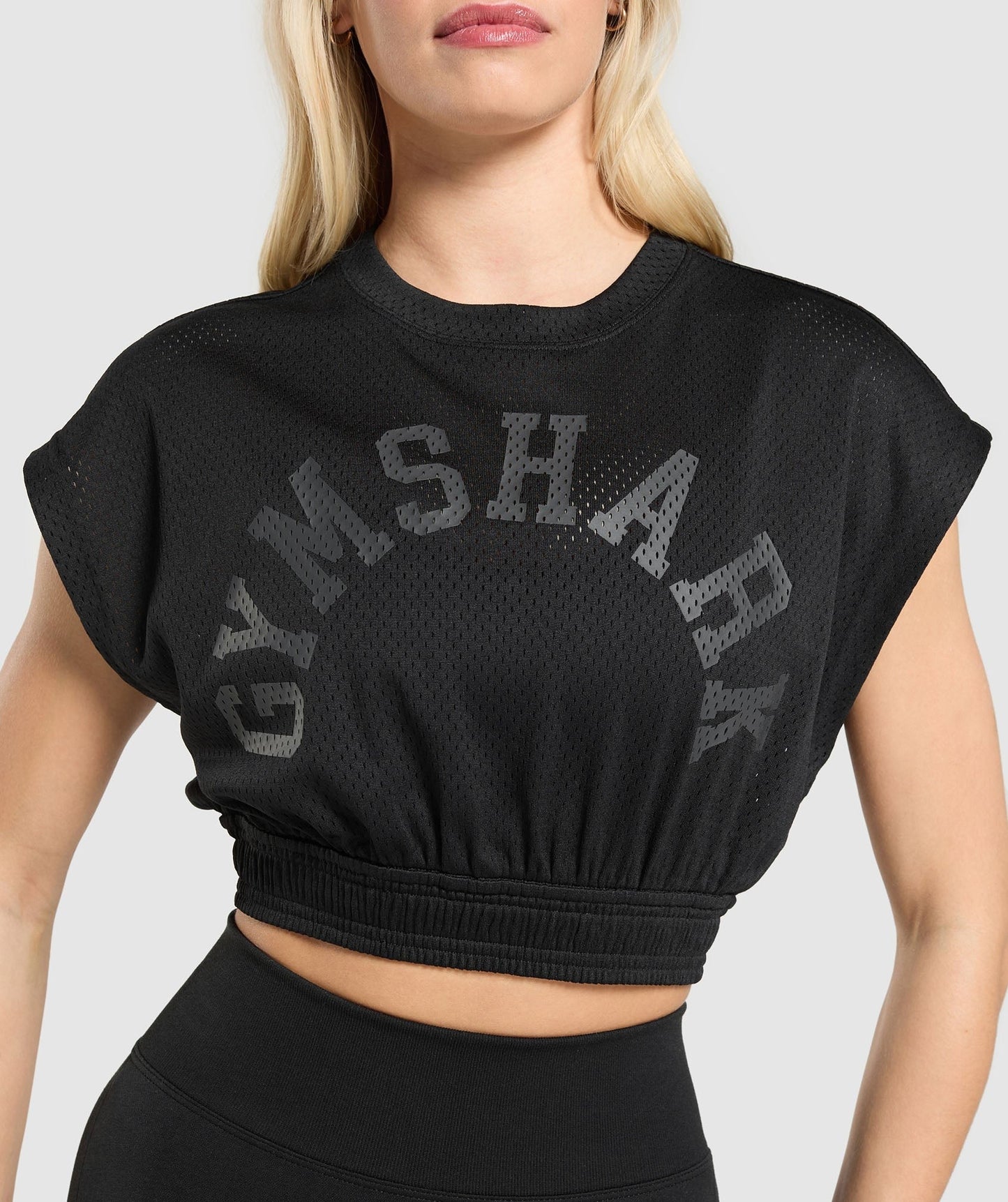 Gymshark Mesh Graphic Crop Top - Black