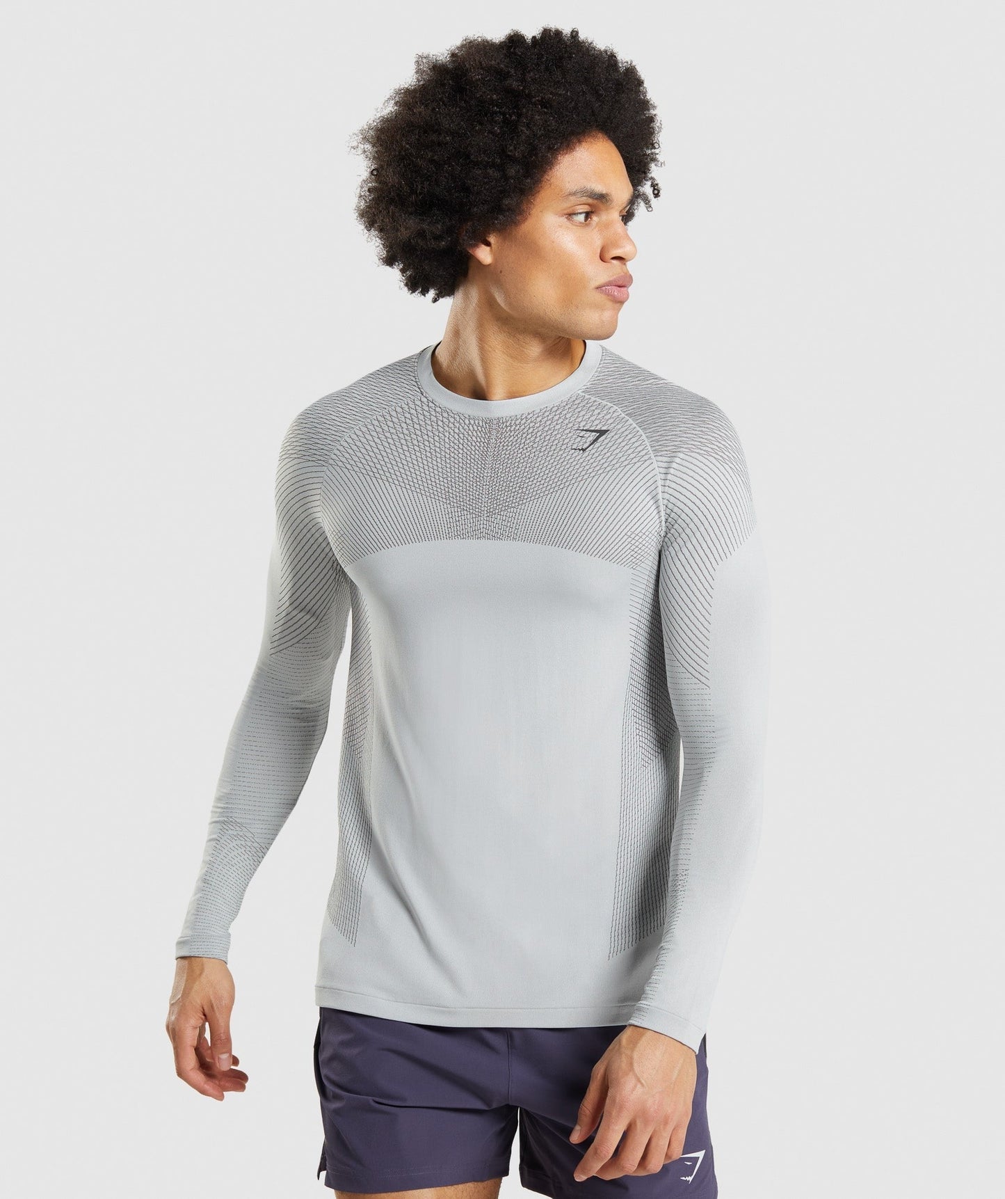 Gymshark Apex Seamless Long Sleeve T-Shirt - Light Grey/Onyx Grey