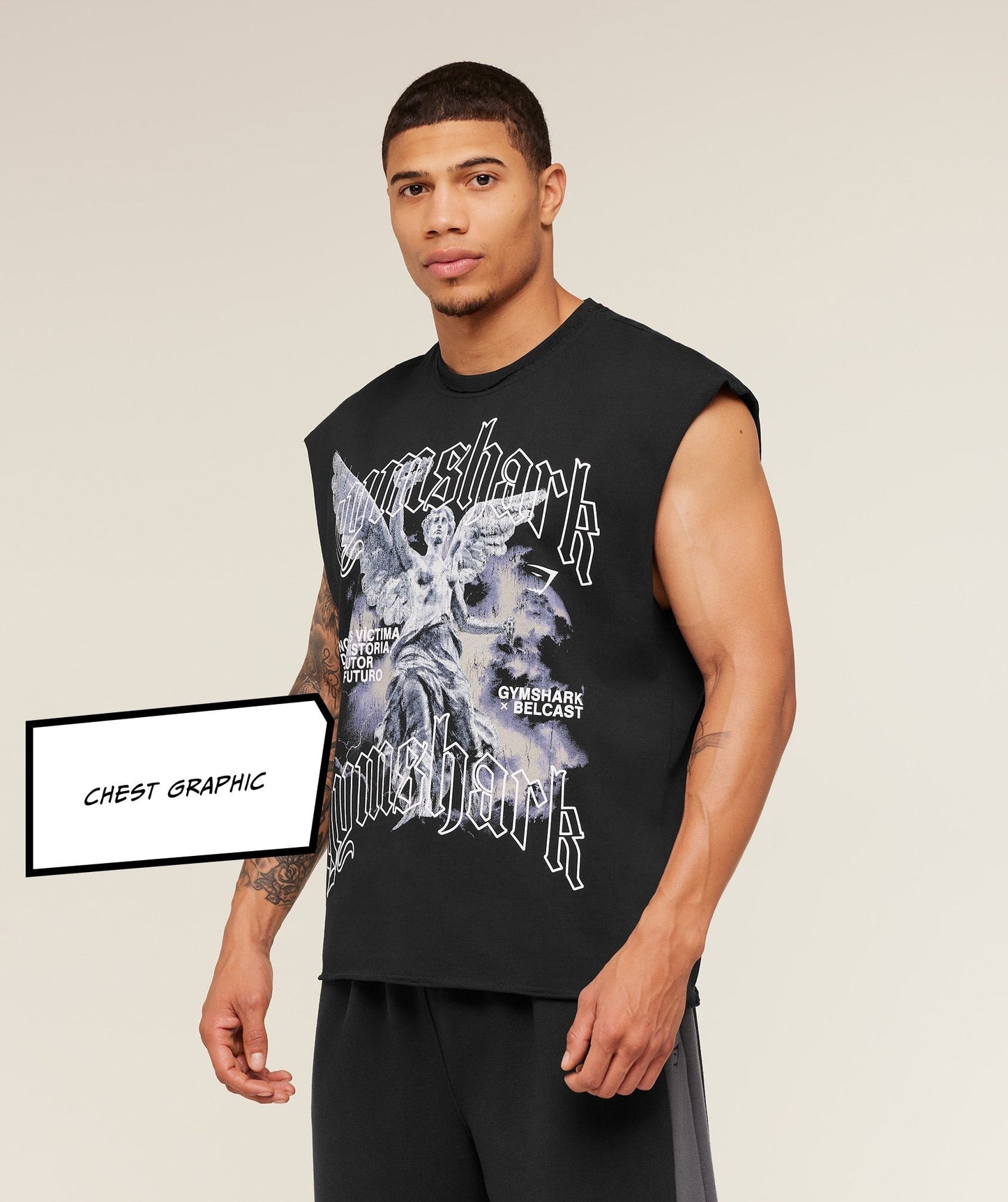 Gymshark x Carlos Belcast Cut off Tee - GS Black