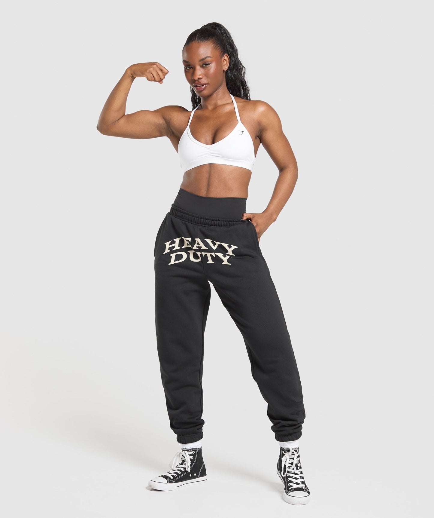 Gymshark Heavy Duty Graphic Loopback Joggers - Black
