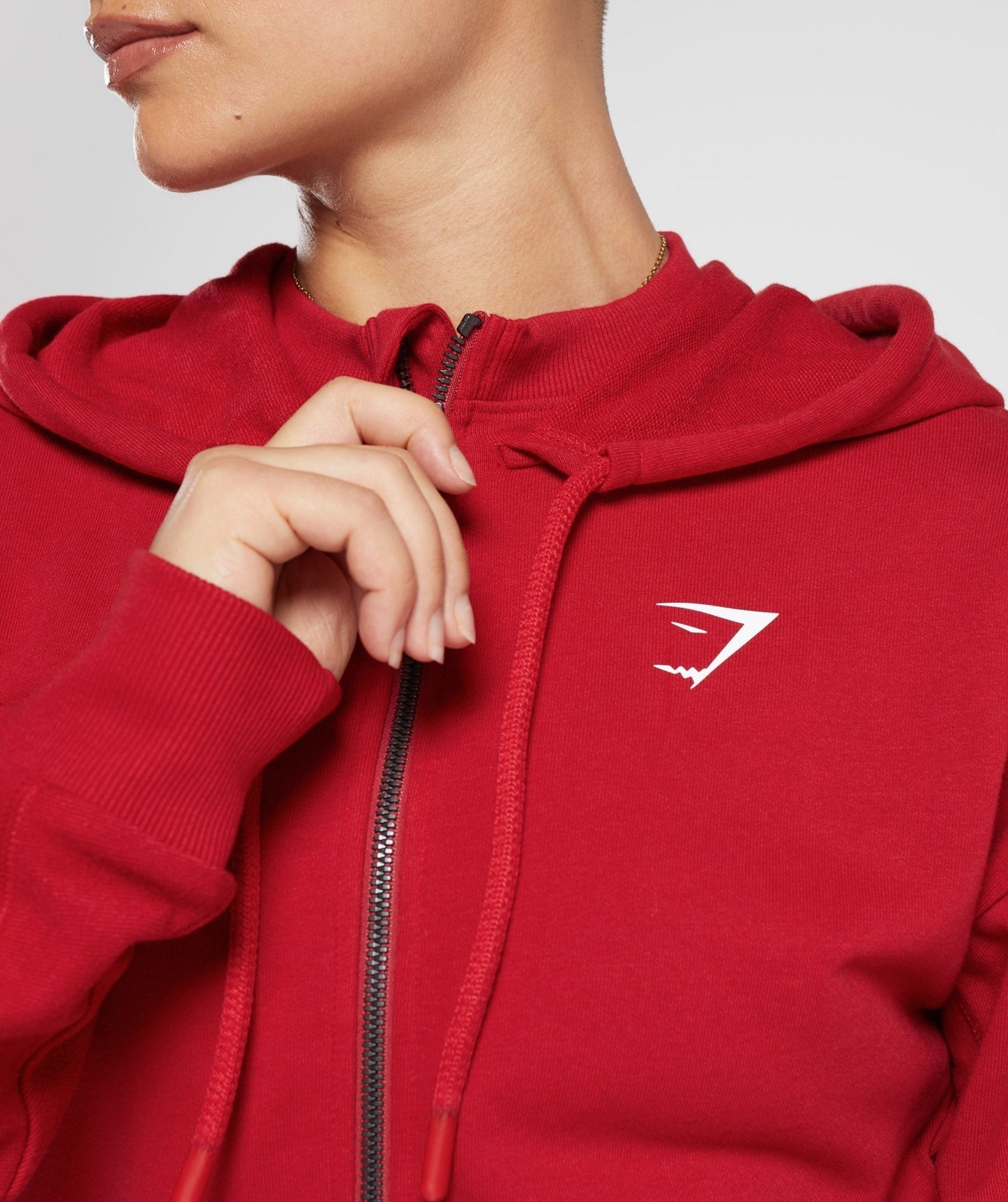 Gymshark GS Power Crop Zip Hoodie - Carmine Red