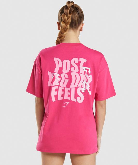 Gymshark Leg Day Oversized T-Shirt - Hibiscus Pink