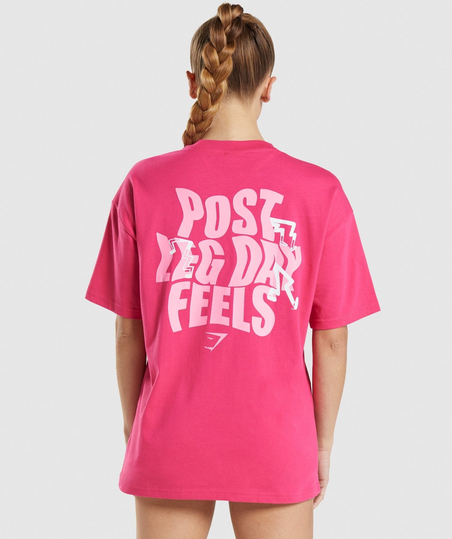 Gymshark Leg Day Oversized T-Shirt - Hibiscus Pink