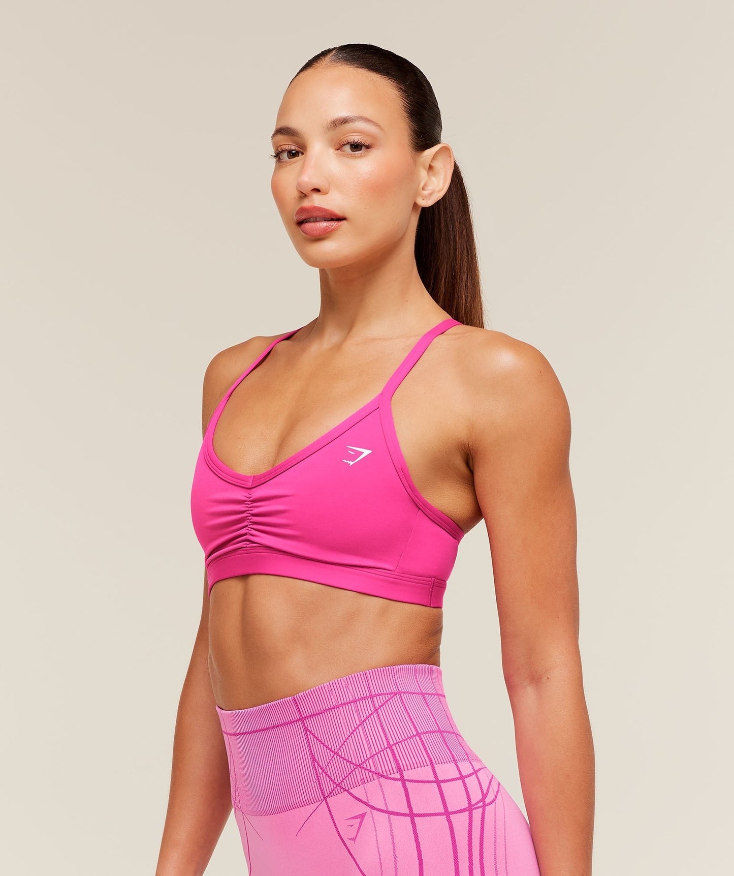 Gymshark Ruched Strappy Sports Bra - Super-Set Pink