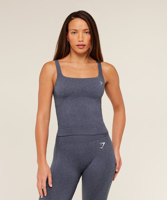Gymshark Vital Tank With Shelf - Stealth Blue/Marl