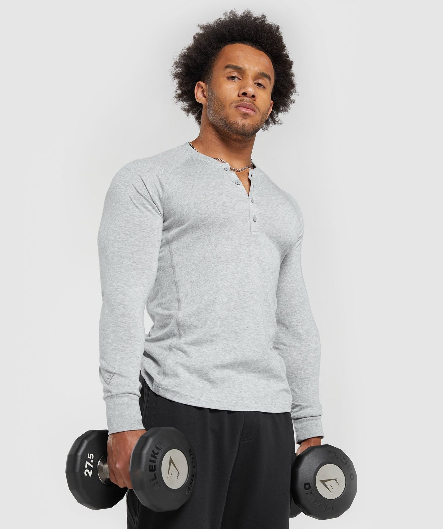 Gymshark Rest Day Essentials Henley - Light Grey Core Marl