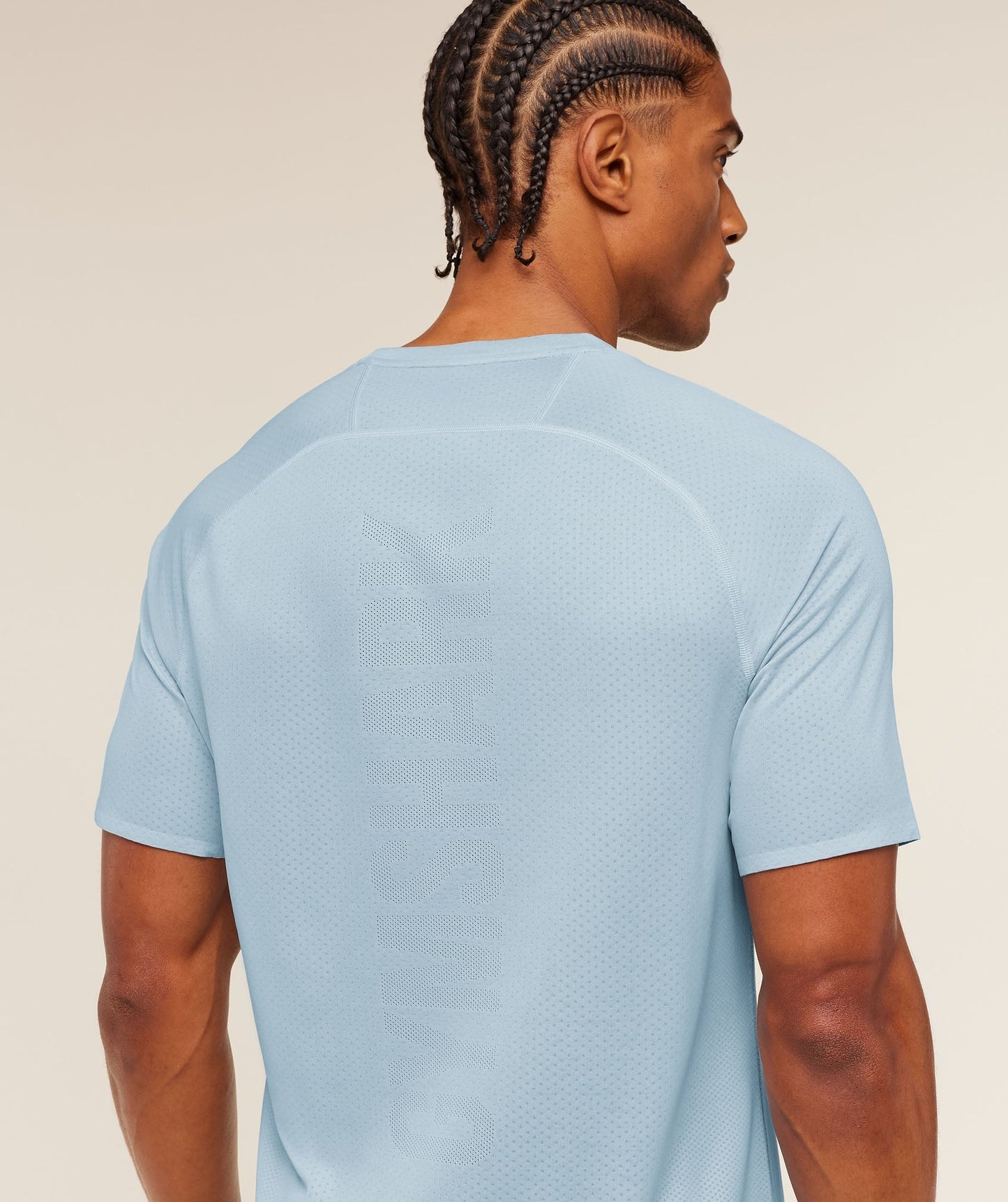 Gymshark Hybrid Engineered Jacquard T-Shirt - Chilled Blue