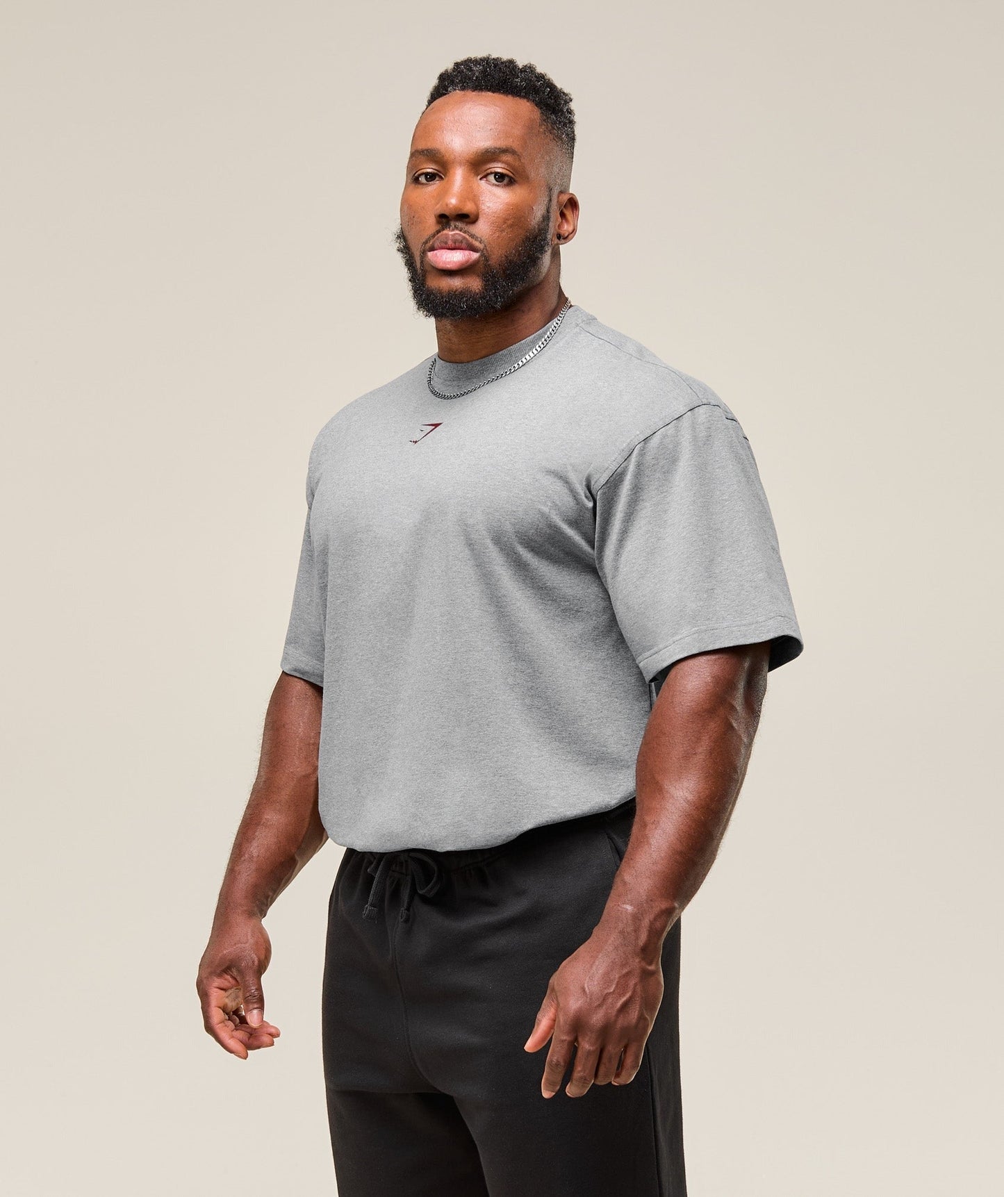 Gymshark Power T-Shirt - Charcoal Core Marl/Sets Red