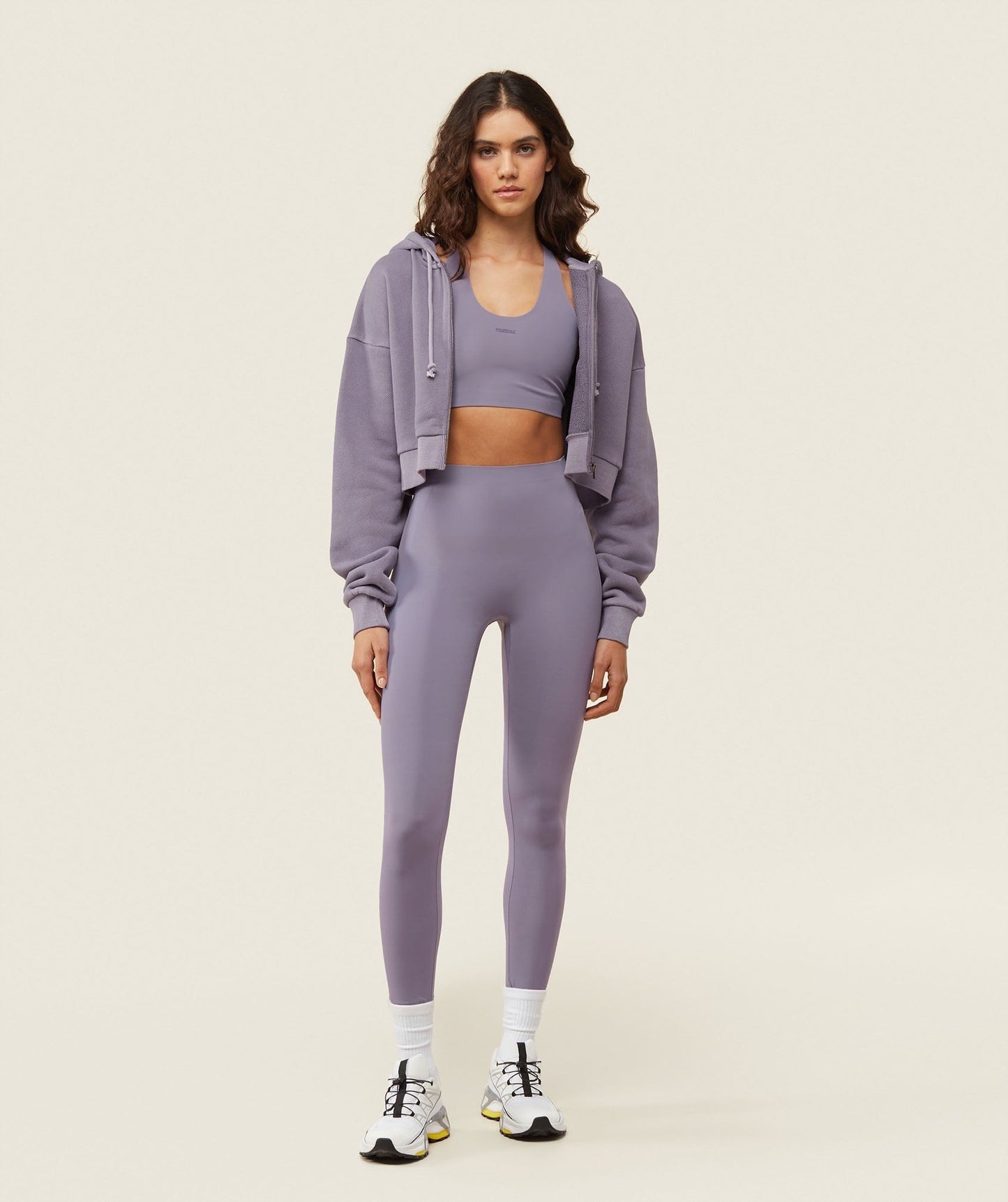 Gymshark everywear Cropped Zip Hoodie - Fog Purple