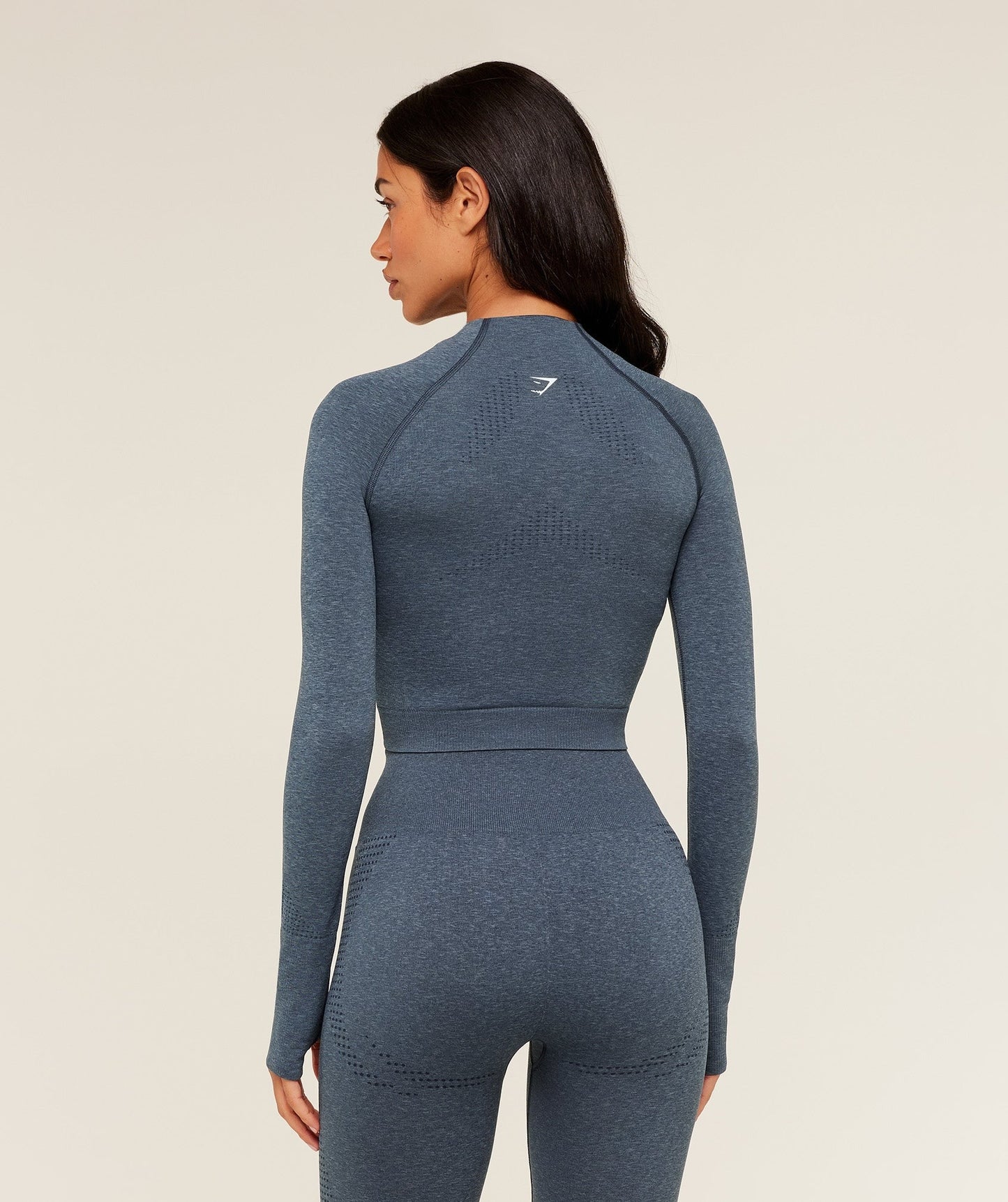 Gymshark Vital Seamless Midi Zip 2.0 Pullover - GS Stealth Blue/ Marl