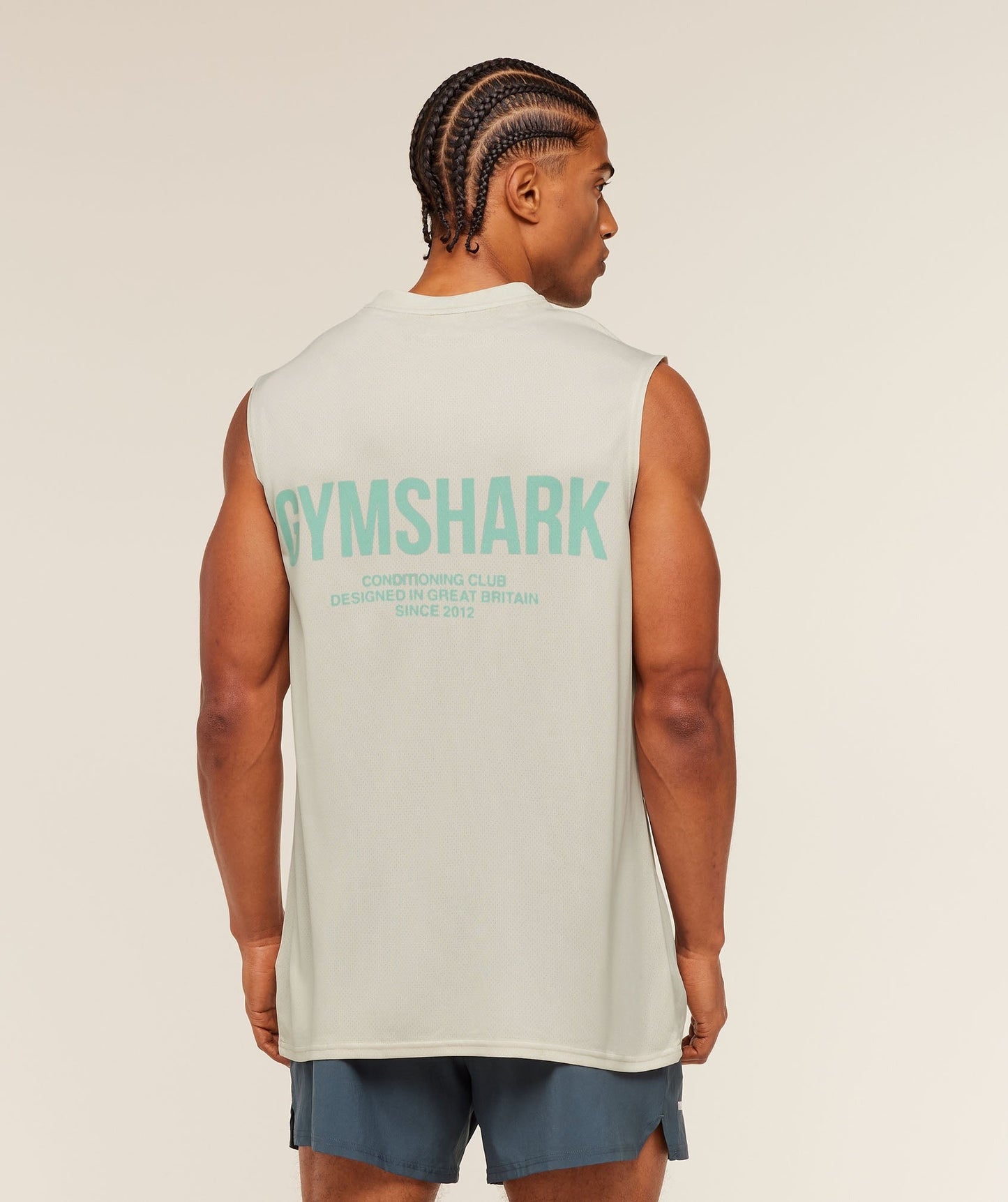 Gymshark Conditioning Club Washed Tank - Soft White/Pop Turquoise/Wash