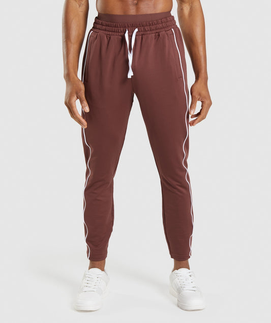 Gymshark Recess Joggers - Cherry Brown/White