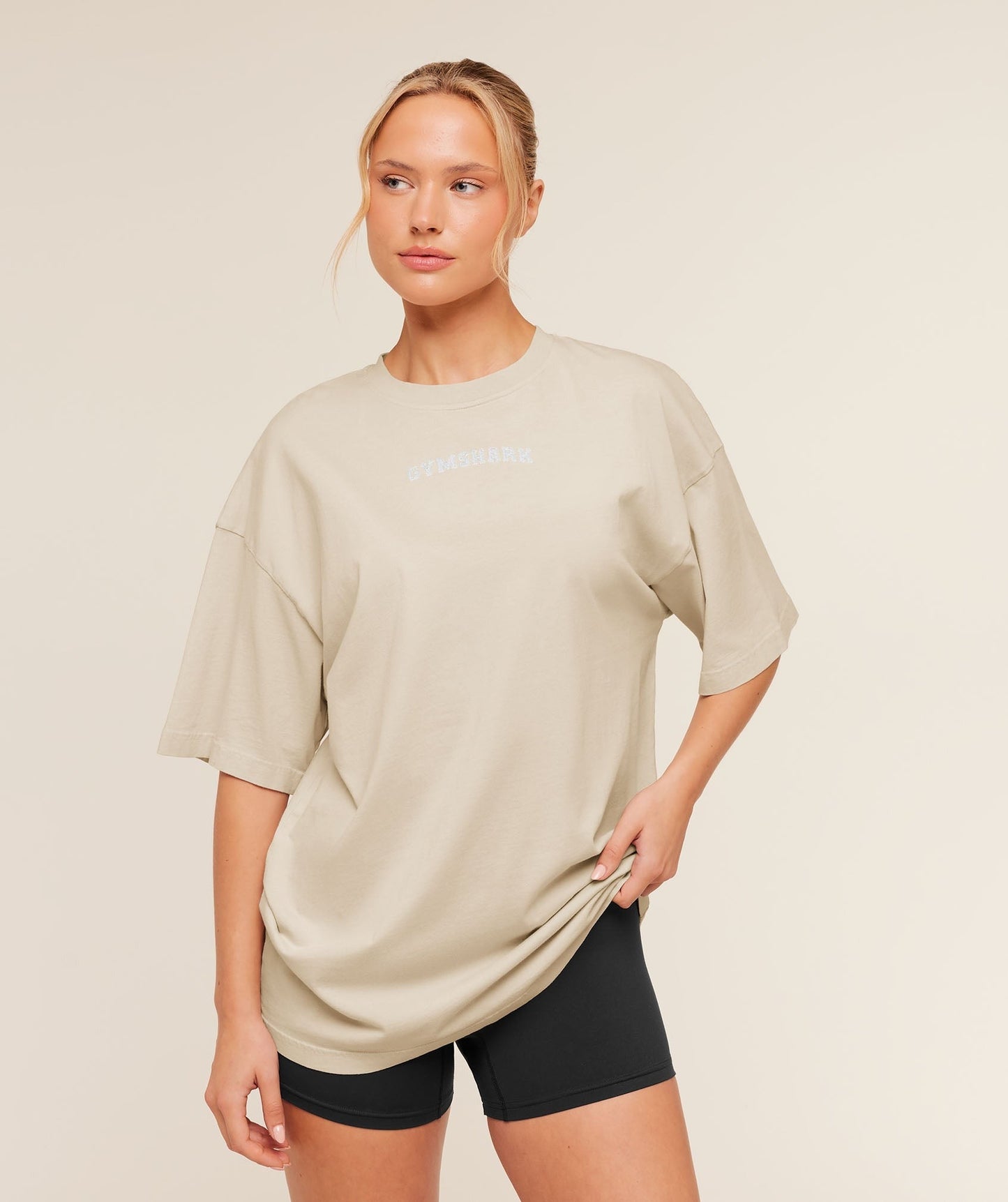 Gymshark Chainstitch Graphic Short Sleeve T-Shirt - Pebble Grey/Wash