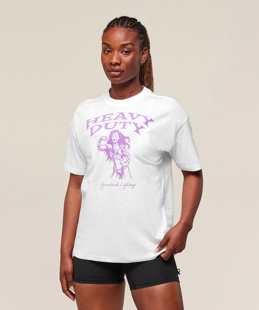 Gymshark Heavy Duty Graphic Oversized T-Shirt - White