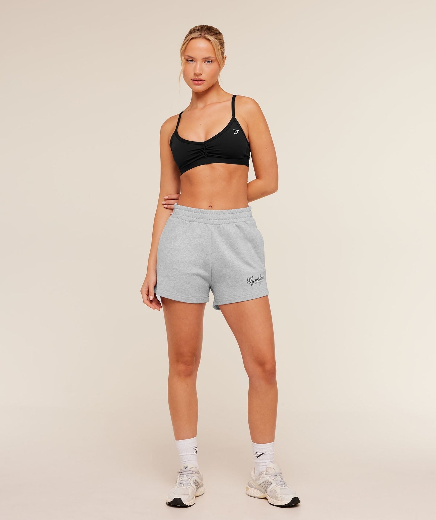 Gymshark Script Embroidery Shorts - Light Grey Core Marl