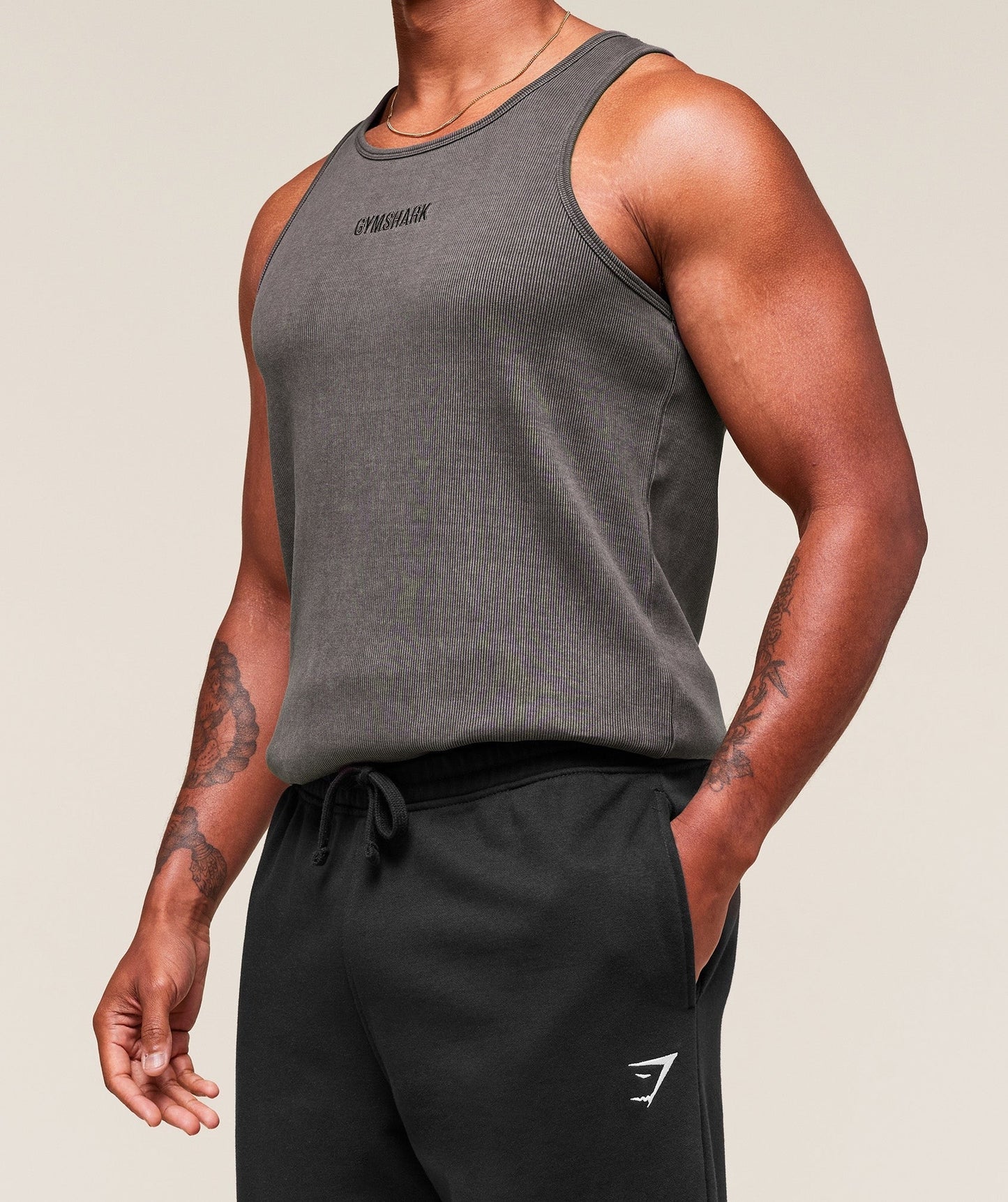Gymshark Washed Premium Ribbed Tank - Onyx Grey