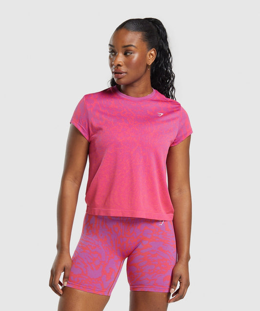 Gymshark Adapt Safari Seamless Faded T-Shirt - Shelly Pink/Fly Coral