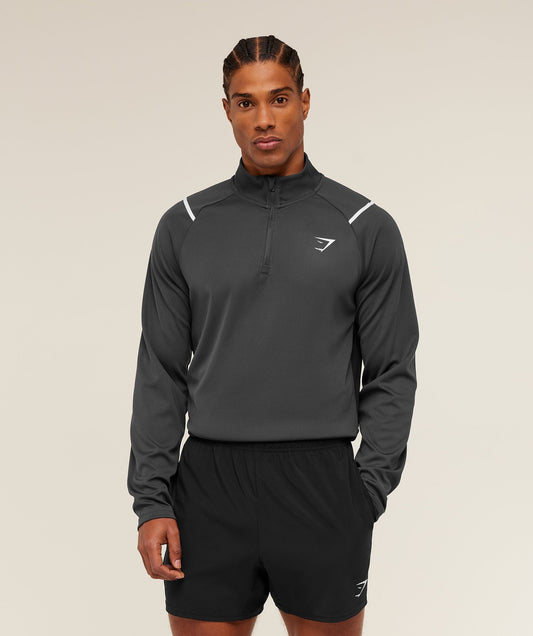 Gymshark Arrival Contrast 1/4 Zip - Grey/Black