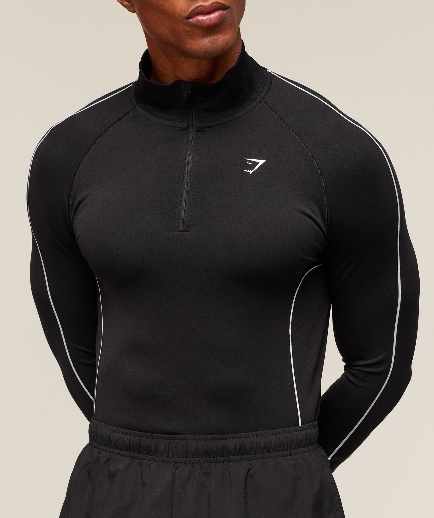 Gymshark Clean Contour Seamless 1/4 Zip - Black/White