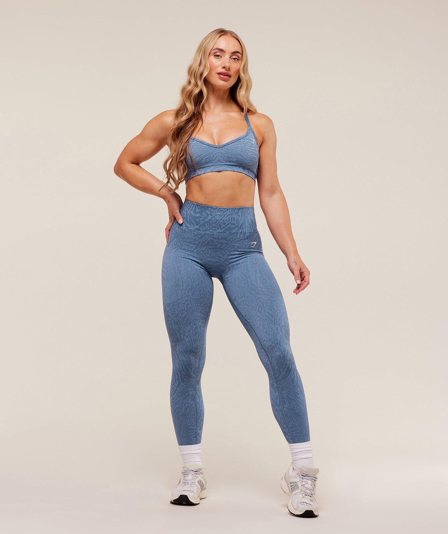 Gymshark Adapt Animal Seamless Sports Bra - Worn Blue/Peri Blue