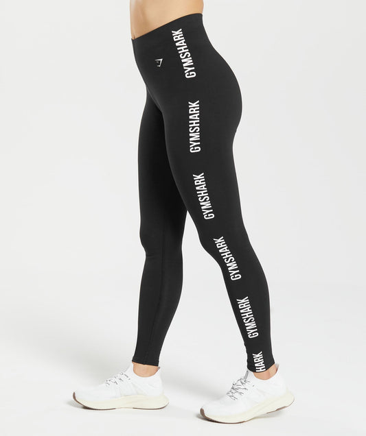 Gymshark Cotton Graphic Tape Leggings - Black