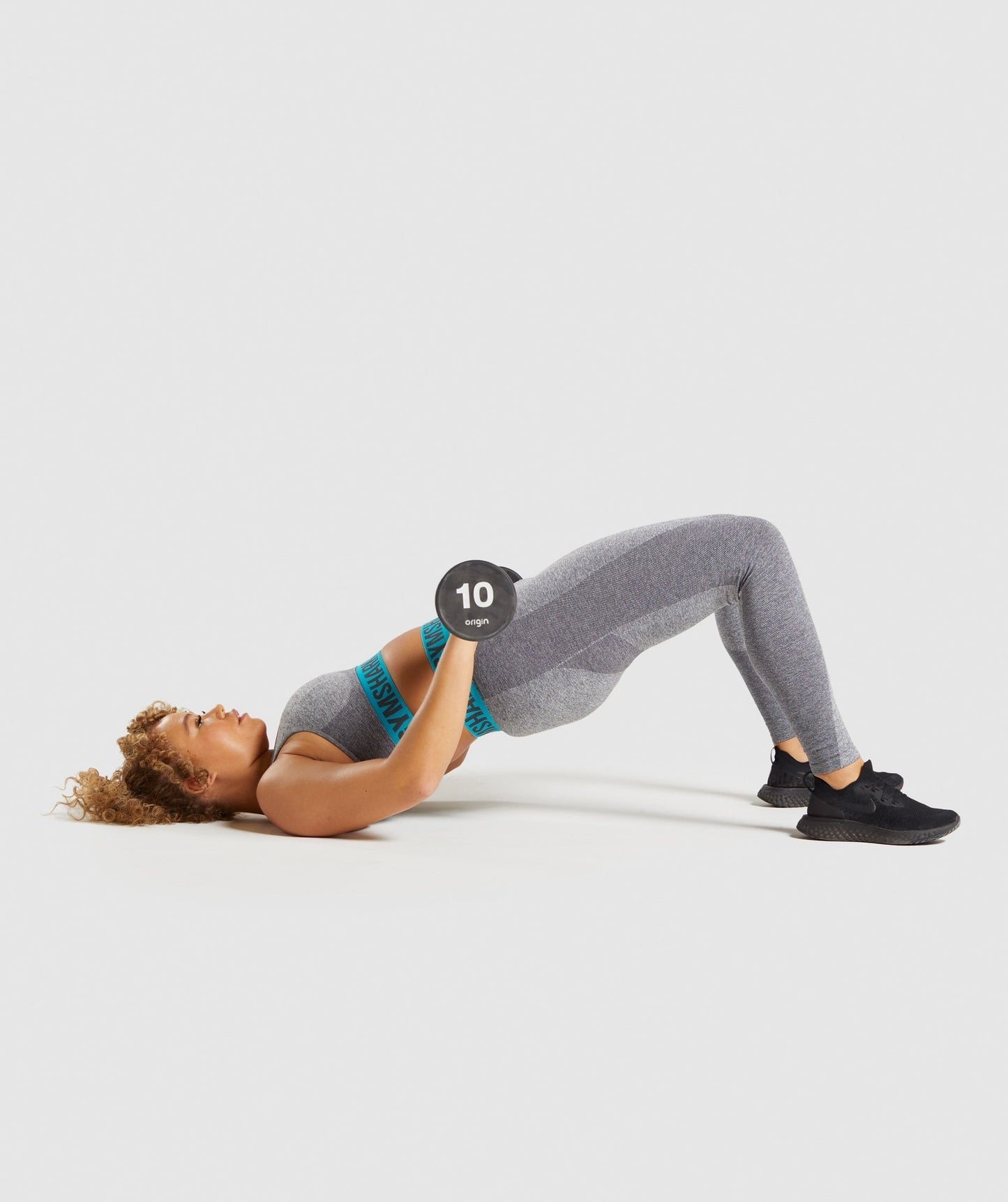 Gymshark Flex Leggings - Charcoal Marl/Teal