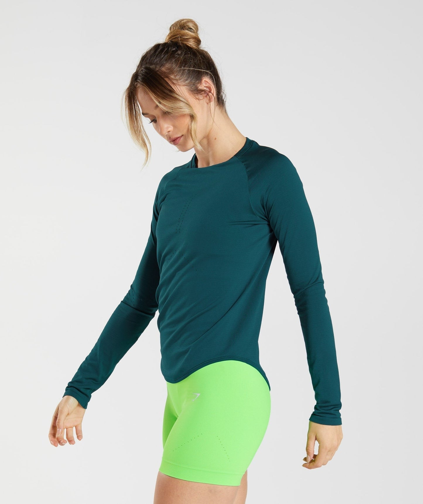 Gymshark Sweat Seamless Long Sleeve Top - Winter Teal