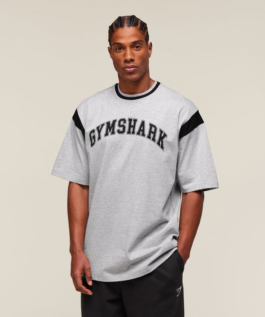 Gymshark GSLC Oversized T-Shirt - Light Grey Core Marl