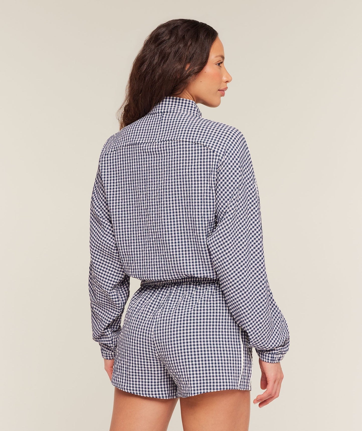Gymshark Gingham Track Jacket - Indigo Purple/Soft White