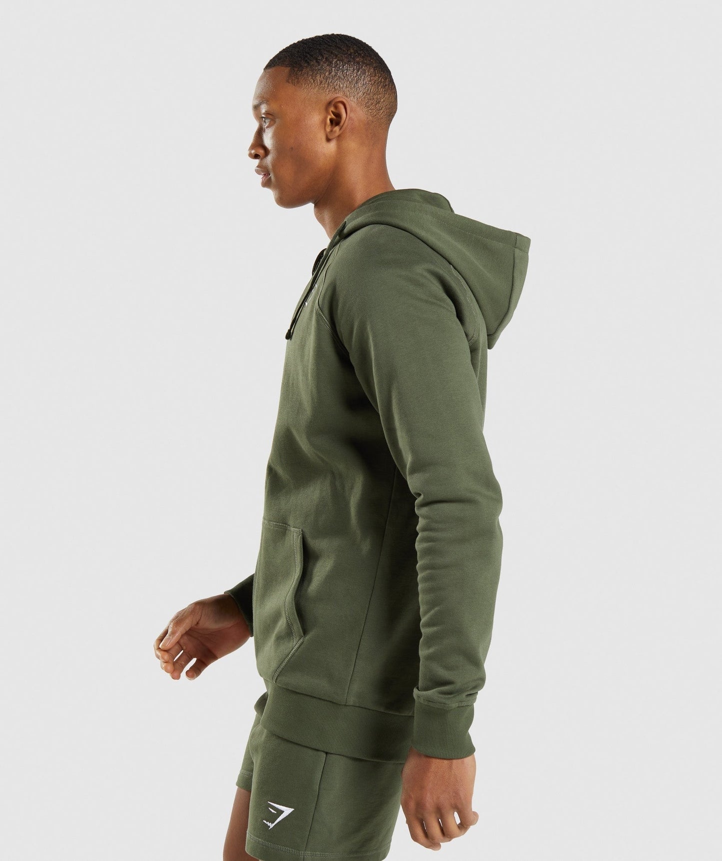 Gymshark Crest Zip Up Hoodie - Core Olive