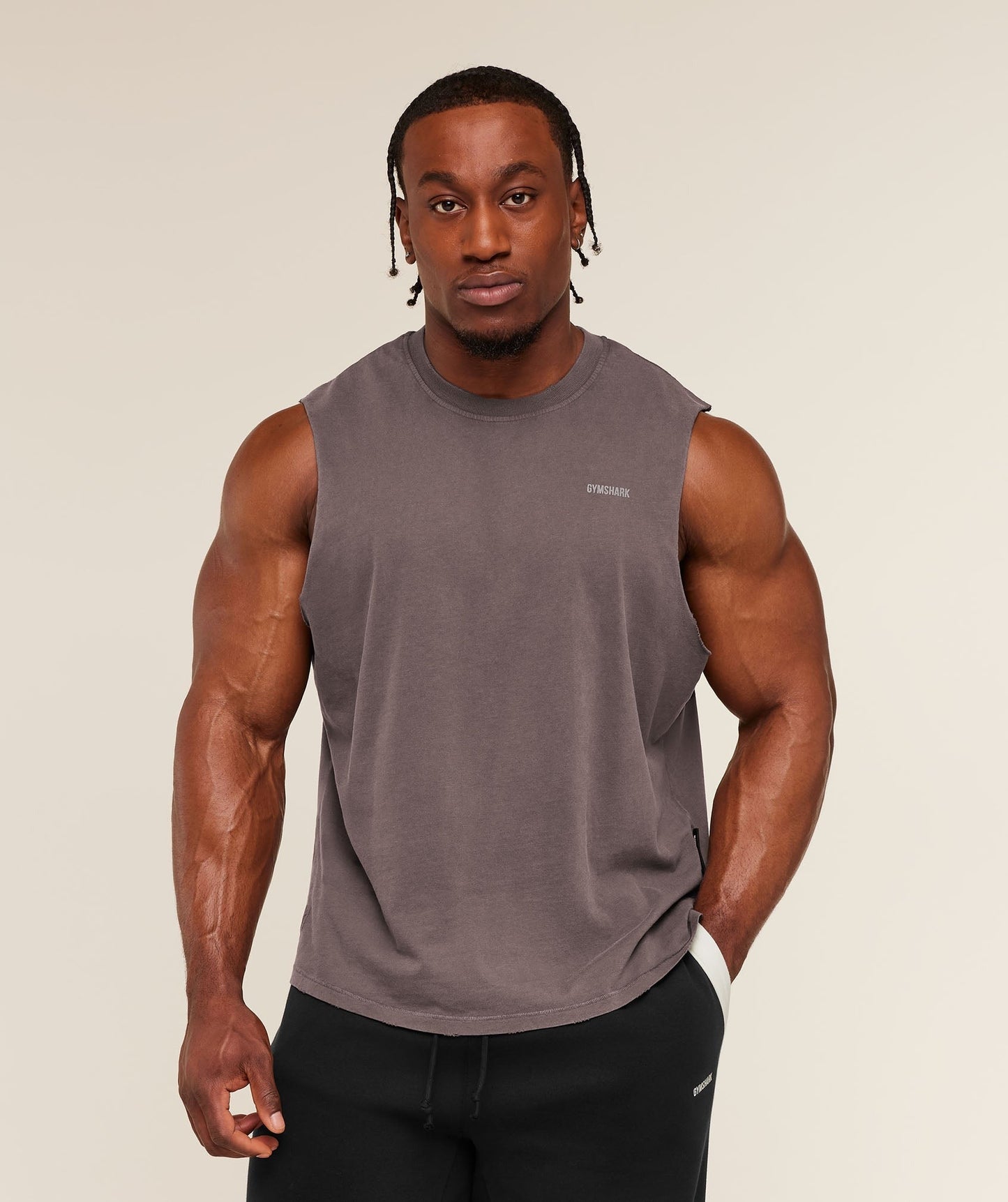 Gymshark x CBUM Washed Sleeveless T-Shirt - Greyed Purple