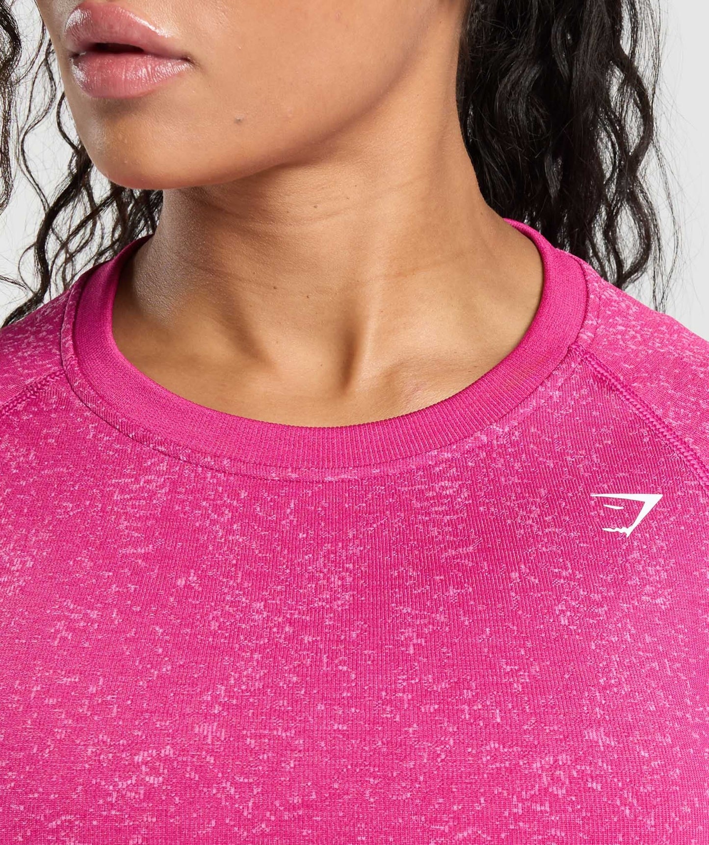 Gymshark Adapt Fleck Seamless Long Sleeve Crop Top - Winning Pink/Sour Pink
