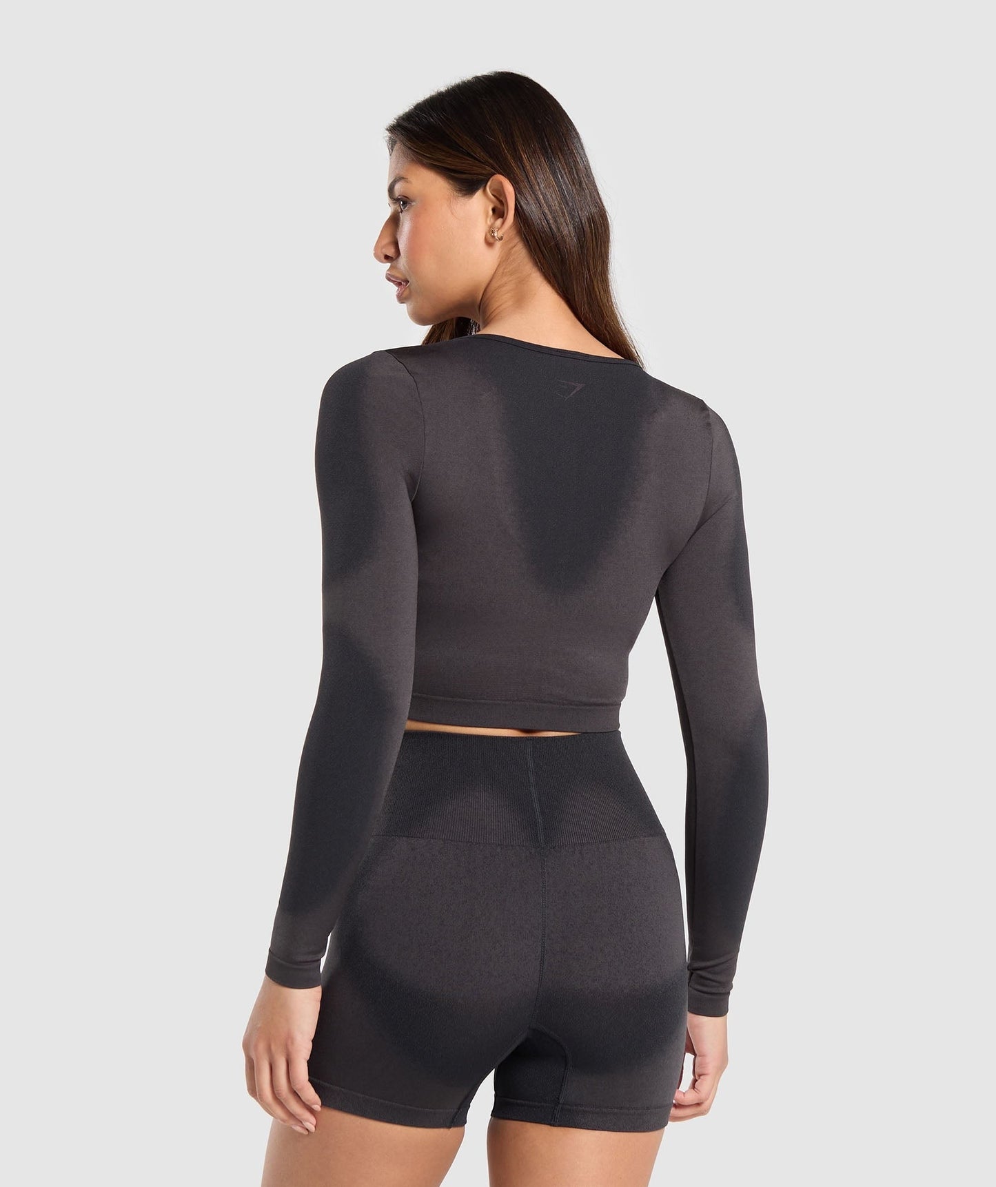 Gymshark Blur Seamless Long Sleeve Crop Top - Black/Asphalt Grey