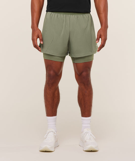 Gymshark Running 4" 2in1 Shorts - Base Green