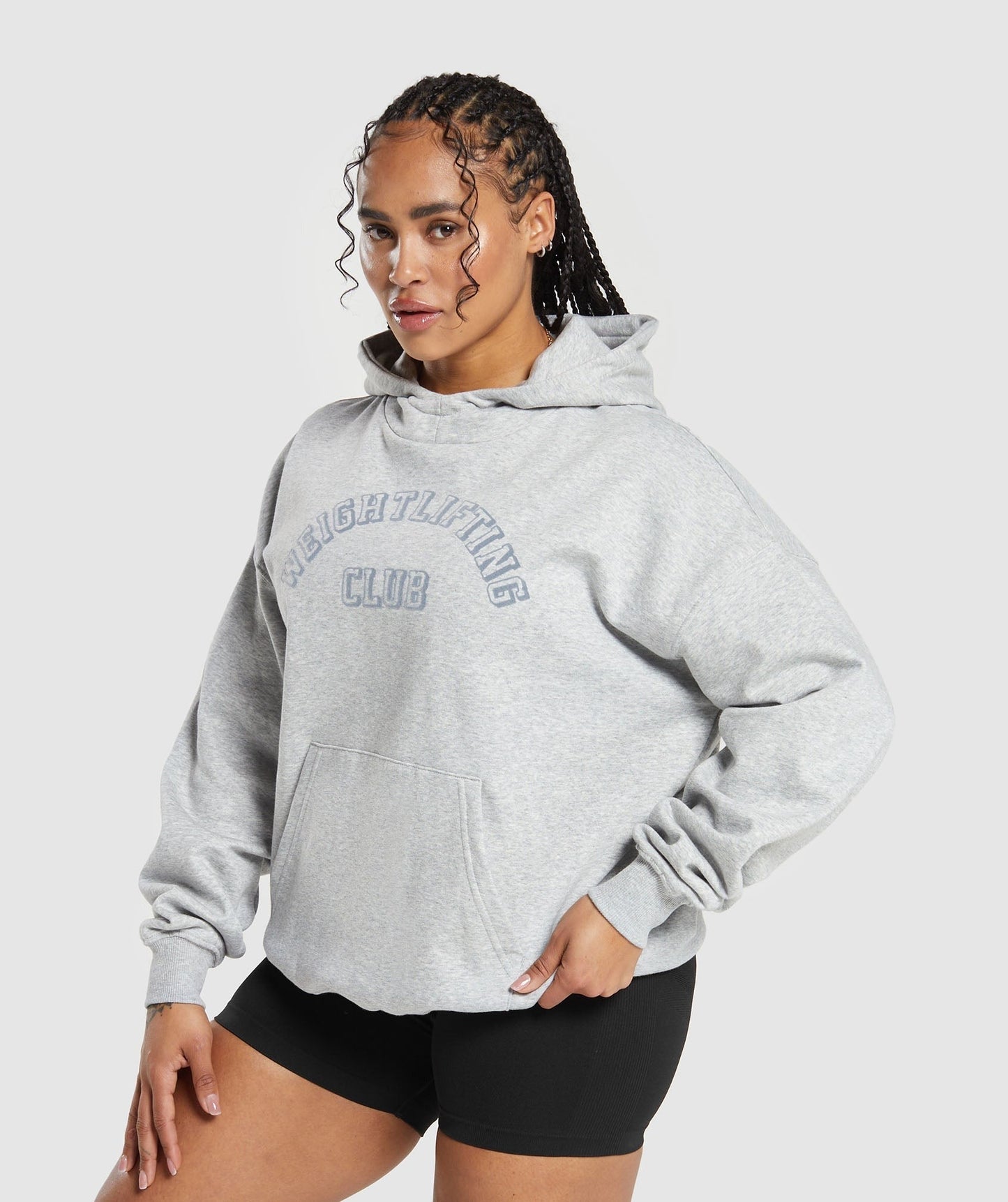 Gymshark Weightlifting Oversized Hoodie - Light Grey Core Marl