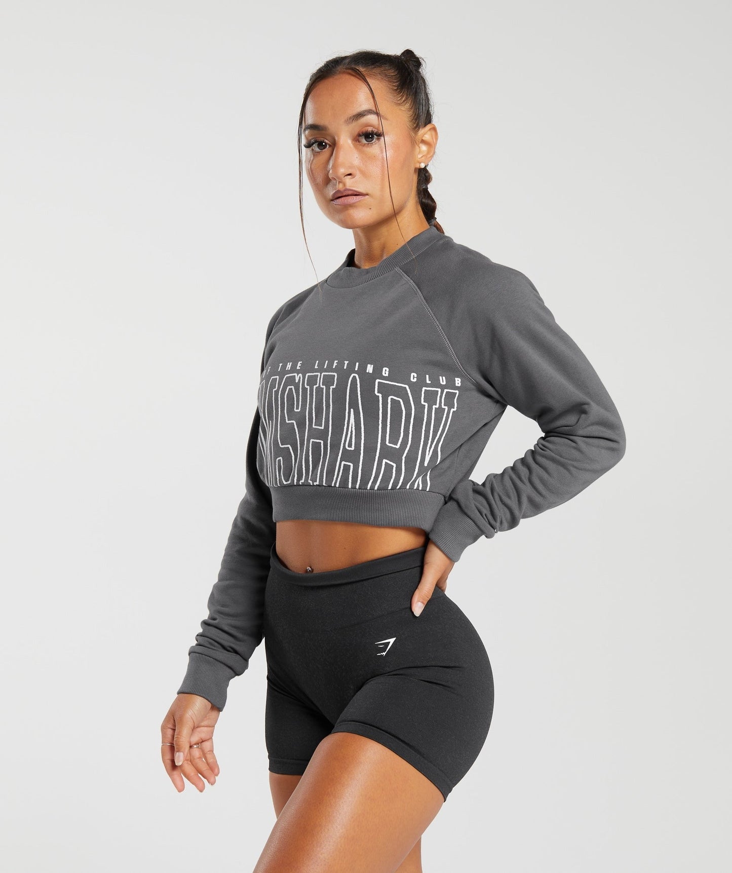 Gymshark Lifting Graphic Cropped Sweatshirt - Dark Grey