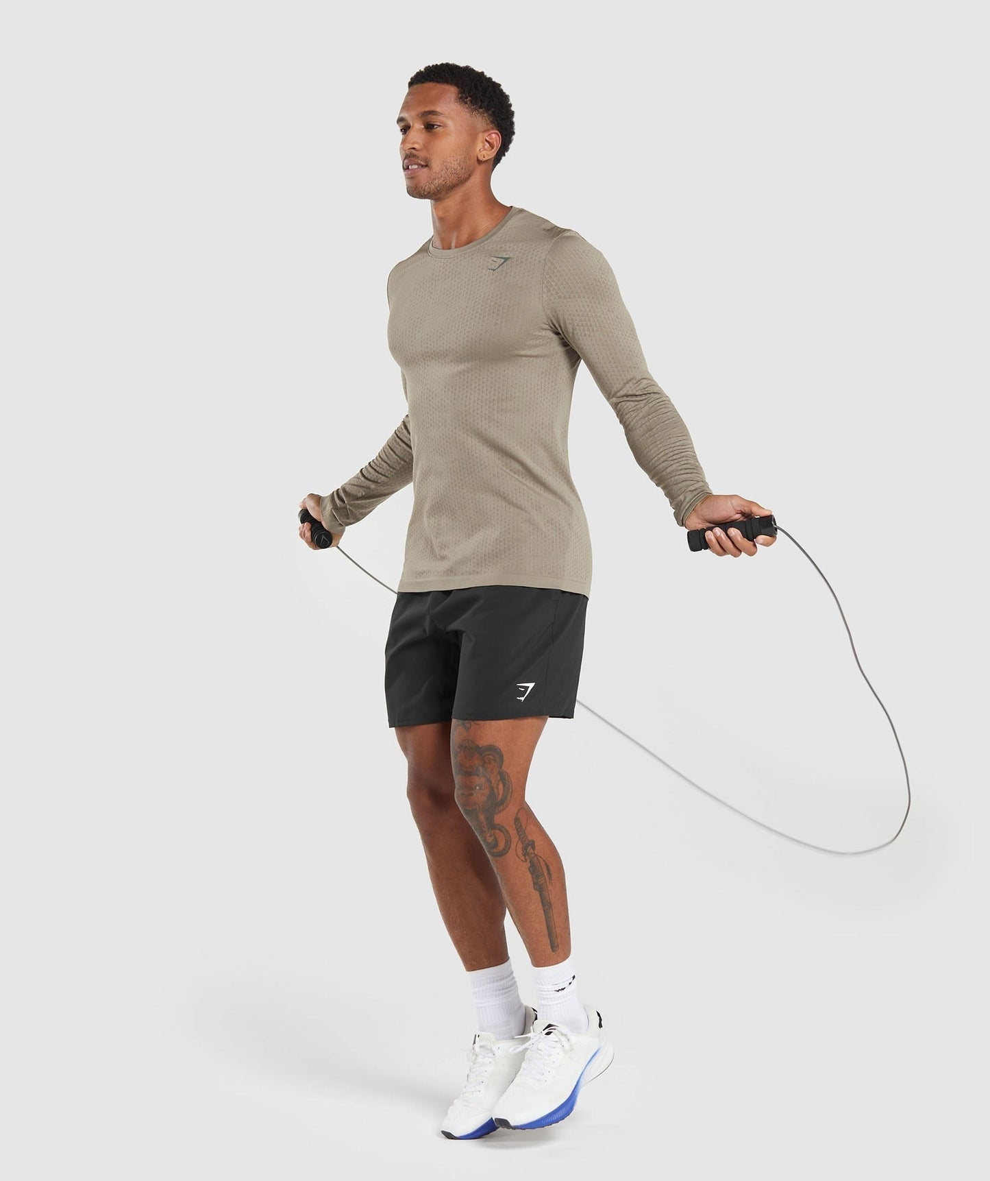 Gymshark Sport Seamless Long Sleeve T-Shirt - Linen Brown/Camo Brown