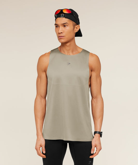 Gymshark Running Elite Tank - Linen Brown