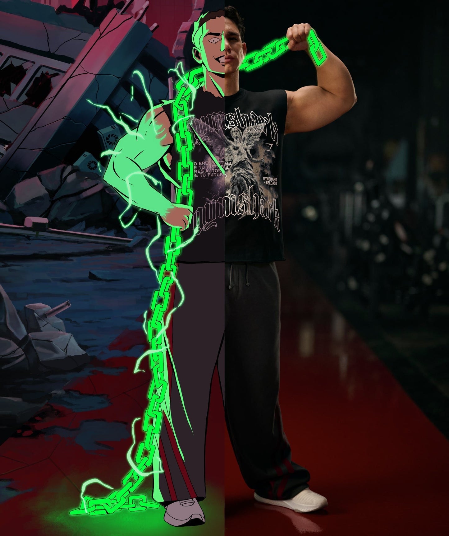 Gymshark x Carlos Belcast Cut off Tee - GS Black