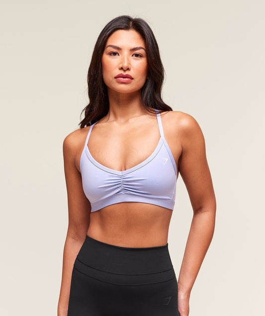 Gymshark Ruched Strappy Sports Bra - Peri Blue