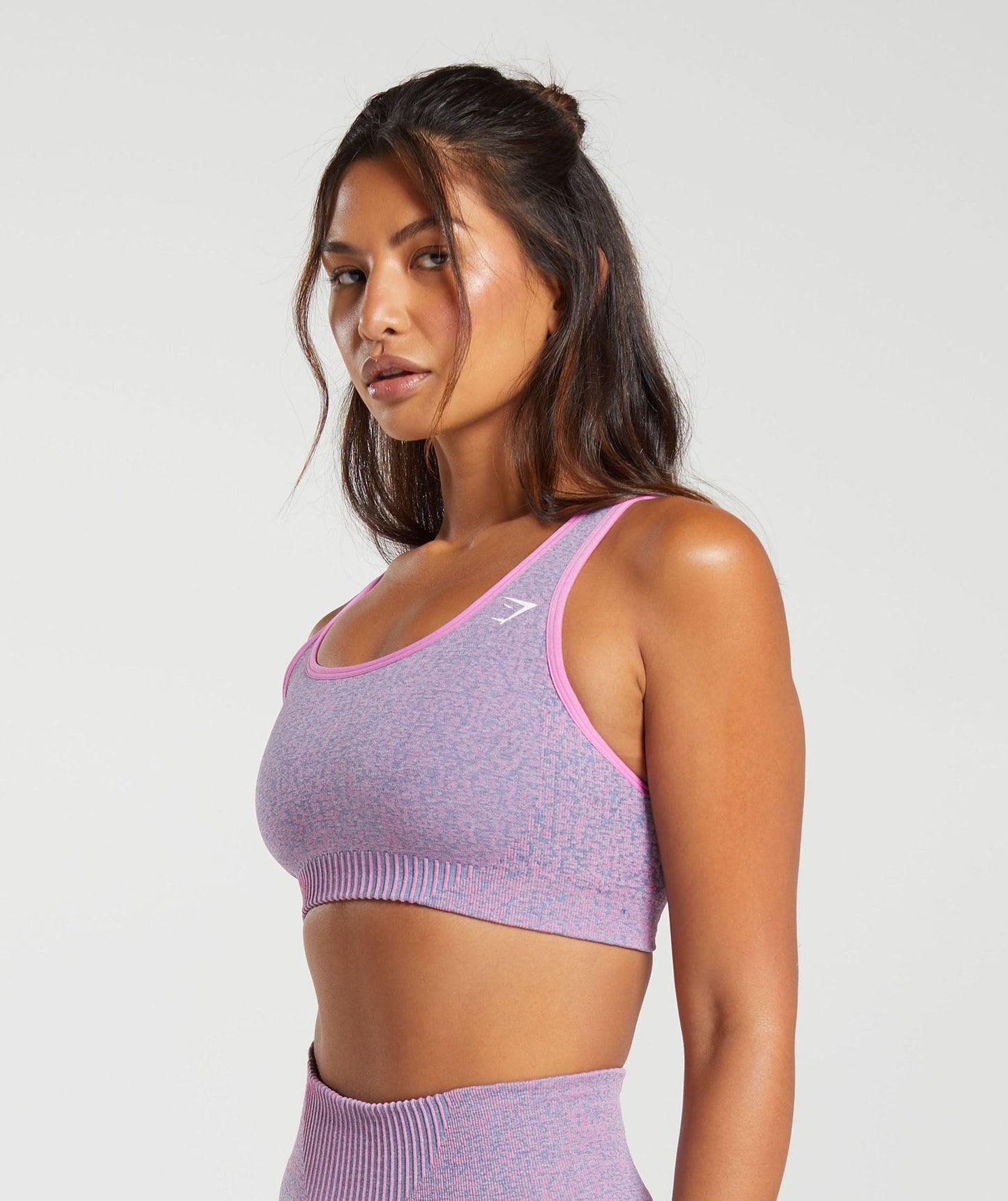Gymshark Marl Seamless Scoop Bra - Light Pink/Light Blue Marl/Sherbet Pink