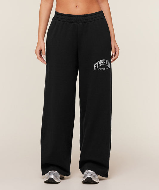 Gymshark Collegiate Graphic Straight Leg Joggers - GS Black