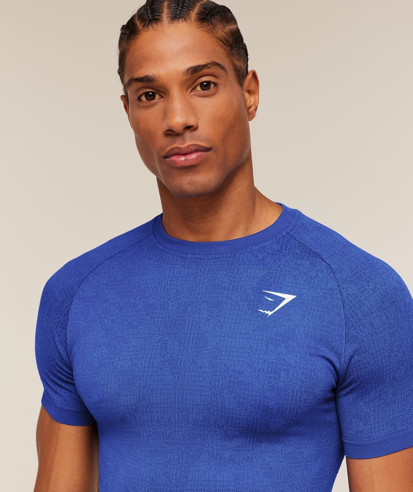 Gymshark Geo Seamless Grid T-Shirt - Force Blue/Steady Purple