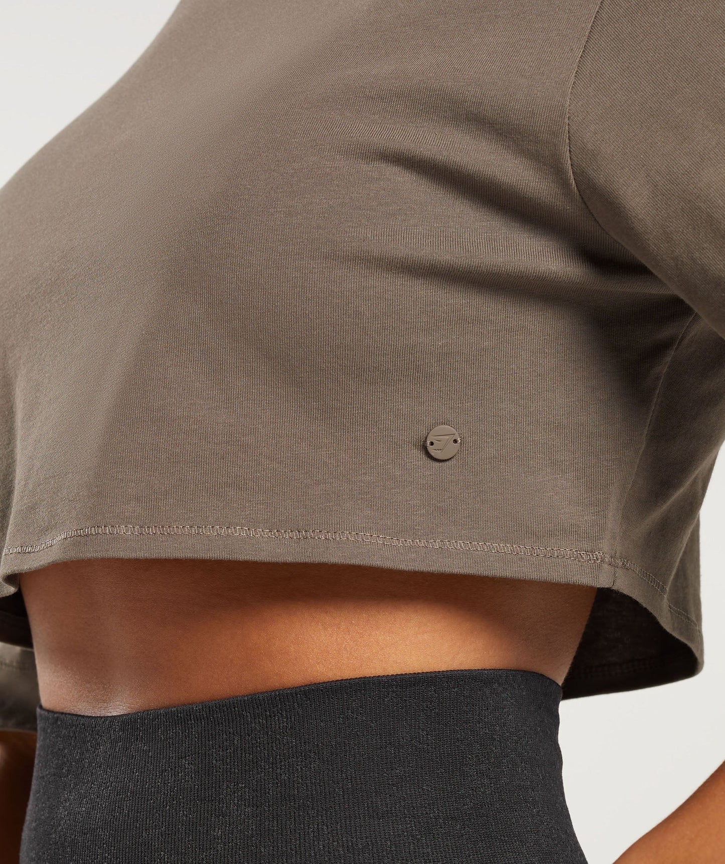 Gymshark Cotton Boxy Crop Top - Camo Brown