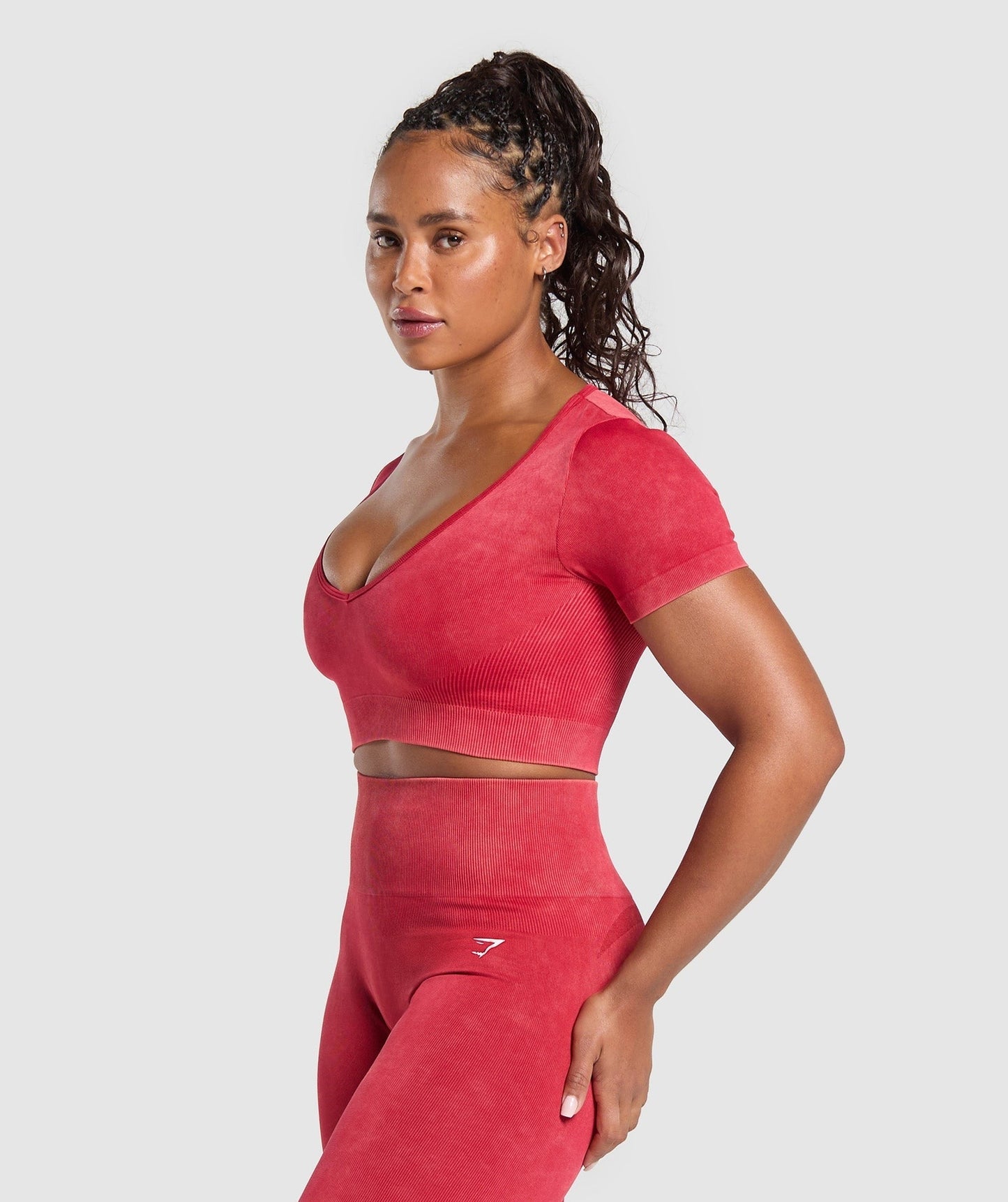 Gymshark Gains Seamless Washed Crop Top - Carmine Red