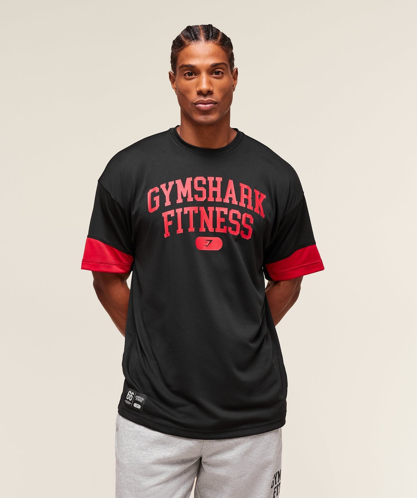 Gymshark Campus Oversized T-Shirt - Black/Conditioning Red