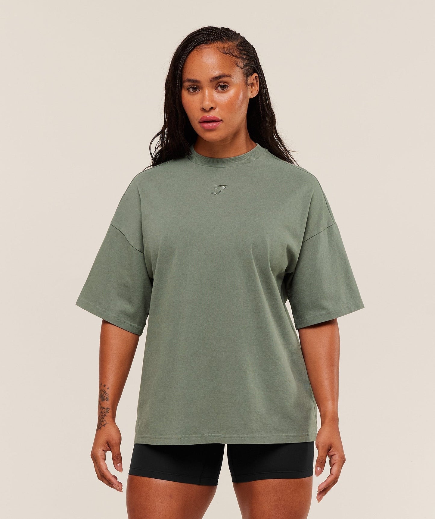 Gymshark Power Washed Oversized T-Shirt - Unit Green/Acid Wash